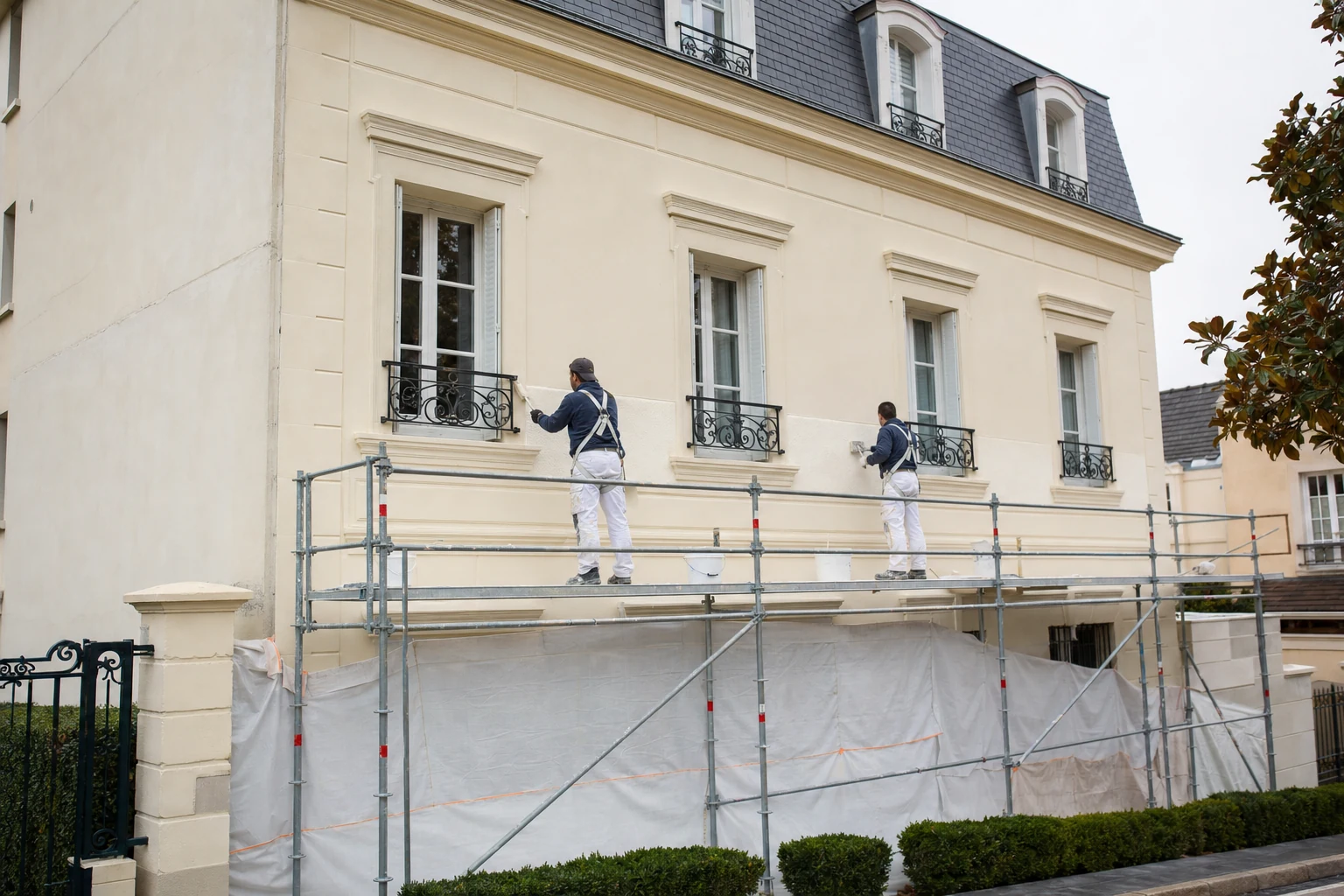 Illustration d'un chantier de ravalement de façade
